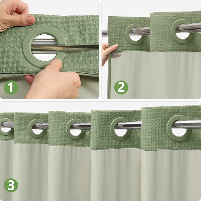 No Hook Waffle Weave Shower Curtain Set - Image 3