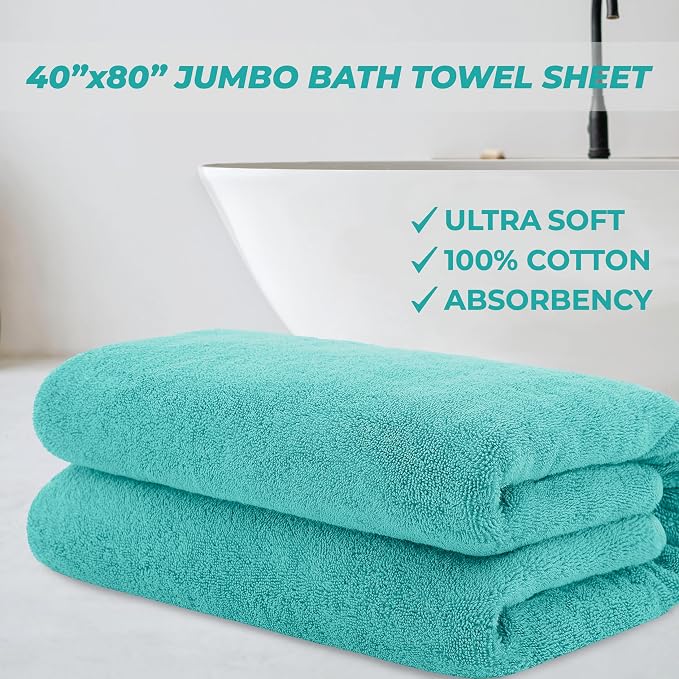 Cotton Paradise 100% Cotton 40x80 Oversized Bath Sheet, Extra Large Turkish - Image 2