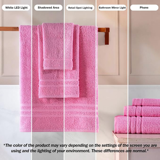 Hawmam Linen Pink 6 Piece Bath Towels Set - Image 3