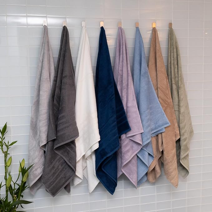 Mosobam Luxury Turkish Towels Bath Sheets 35X70 White 700 GSM Bamboo Viscose & - Image 8