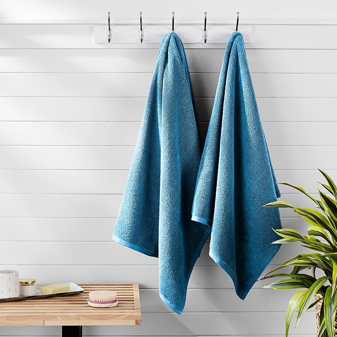 Amazon Basics 2 Piece Quick-Dry Oversize Bath Towel, 100% Cotton, Lake Blue - Image 9