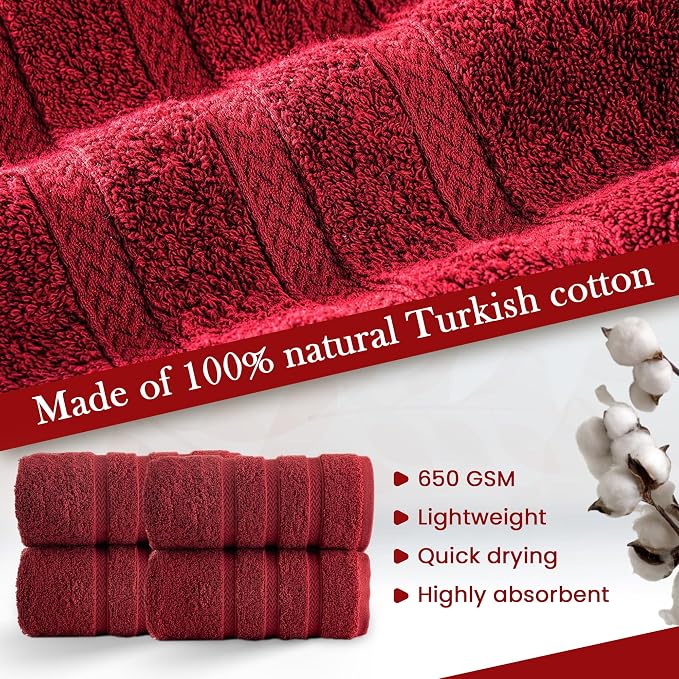 HALLEY Turkish 4 Pack Premium Hand Towels 650 GSM Highly Absorbent Super Soft - Image 5