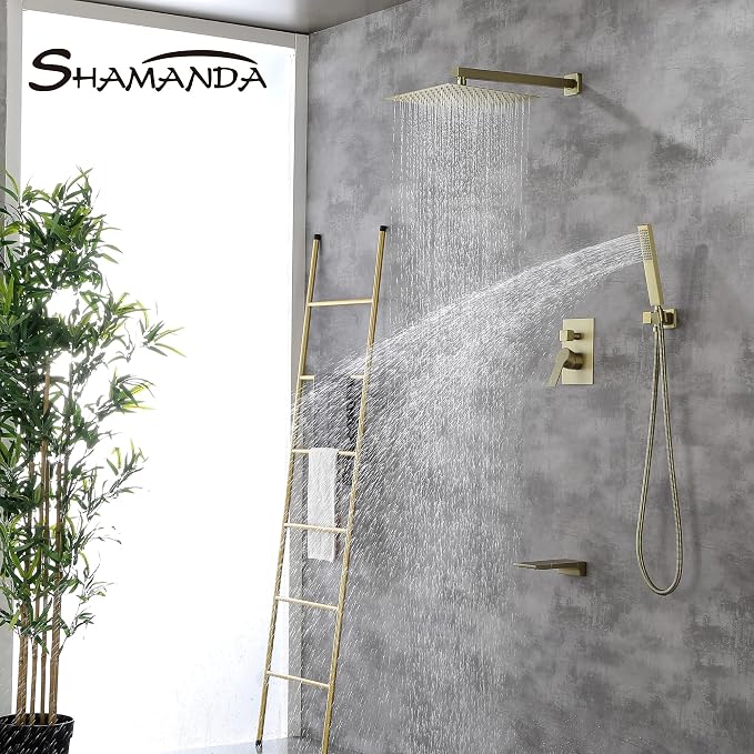 SHAMANDA Shower System with Waterfall Tub Spout and Handheld Shower Head - Image 2