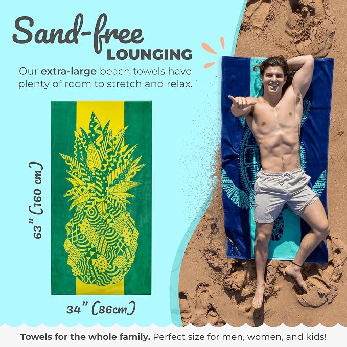 Nova Blue Pineapple Beach Towel – Yellow and Green - Image 3
