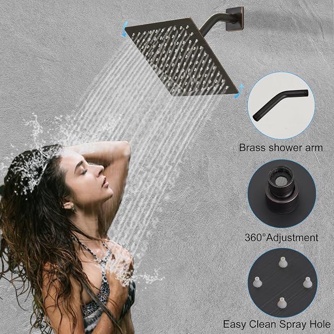 Oil Rubbed Bronze Shower System, 8 Inch High Pressure Rain Shower - Image 3