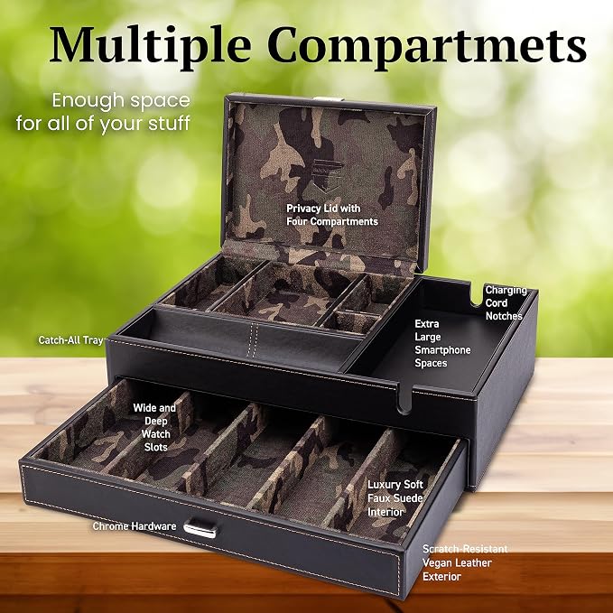 HOUNDSBAY Admiral Dresser Valet Box, Camo Gifts - Image 3