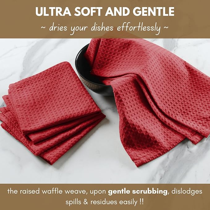 Native Fab Waffle Weave Dish Towels 12 Pack, 100% Cotton Kitchen Dishcloths - Image 6