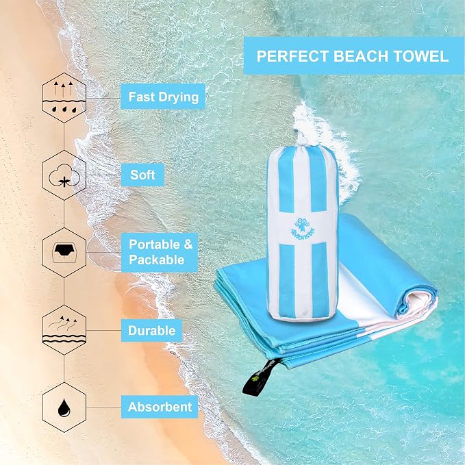 4Monster Microfiber Beach Towel Quick Dry, Super Absorbent Lightweight Travel - Image 2