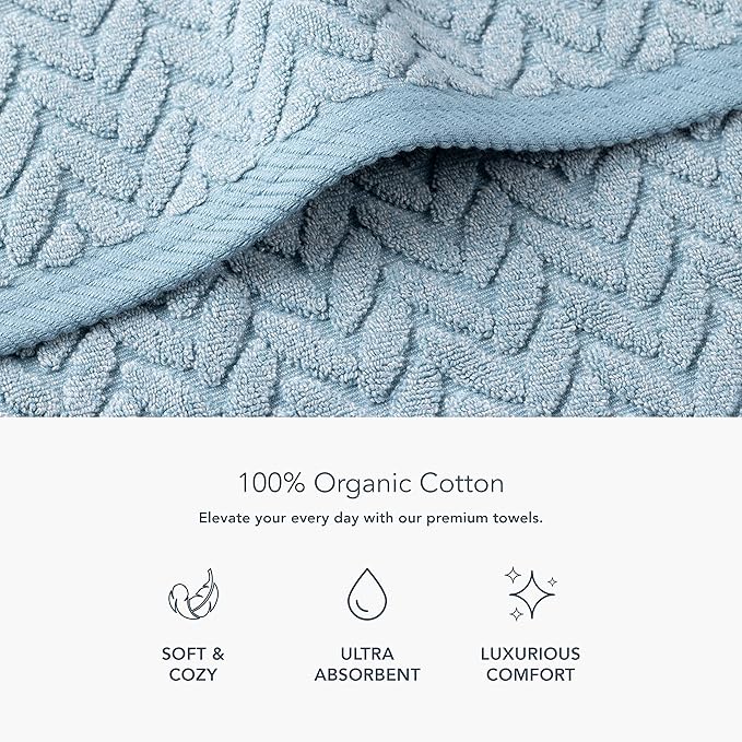 Texere 100% Organic Cotton Jacquard 650 GSM Premium Bath Towel Sets - Image 2