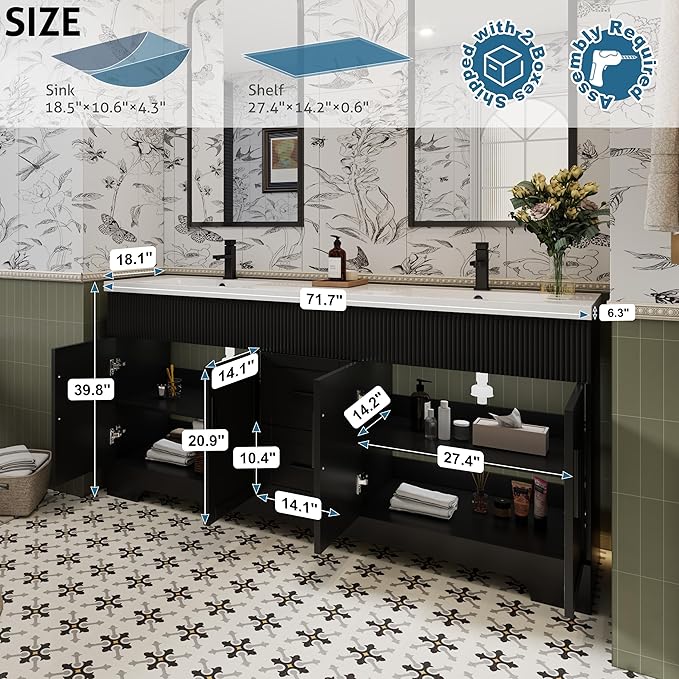 eclife 72" Bathroom Vanities Sink Combo - Image 2