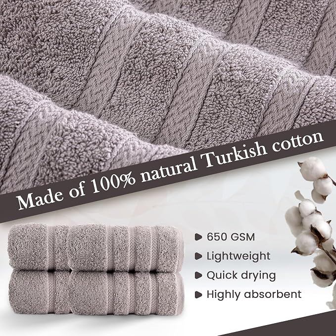 HALLEY Turkish 4 Pack Premium Hand Towels 650 GSM Highly Absorbent Super Soft - Image 4