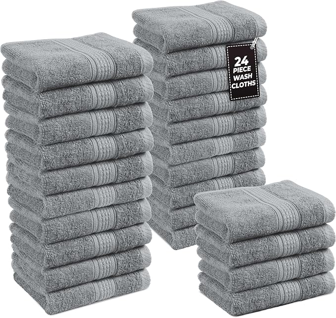 Lane Linen Wash Cloths Set of 24- Spa & Salon Quality by LaneLinen