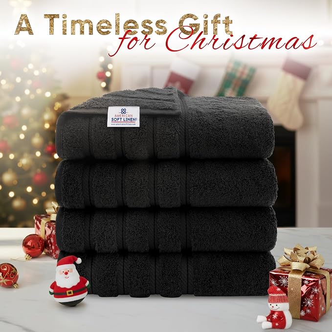 American Soft Linen Luxury 4 Piece Bath Towel Set, 600 GSM 100% Cotton Turkish - Image 2
