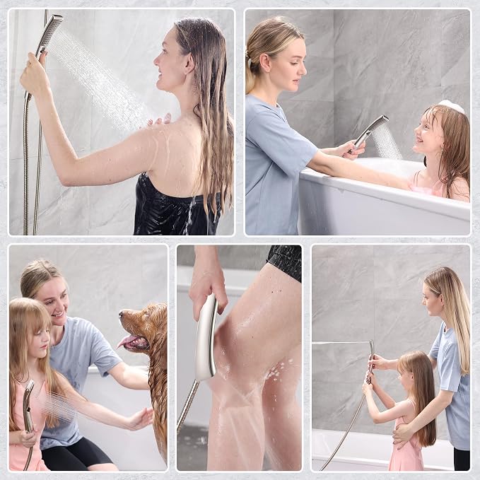 BRIGHT SHOWERS High Pressure Brushed Nickel Shower Heads Combo - Image 5
