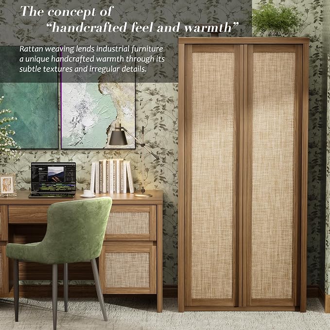 Yechen 67" Tall Kitchen Pantry Cabinet, Rattan Storage Cabinet - Image 8