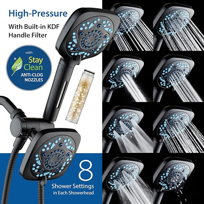 6-way High Pressure 82 Spray Mode Filtered Showerhead Combo - Image 4