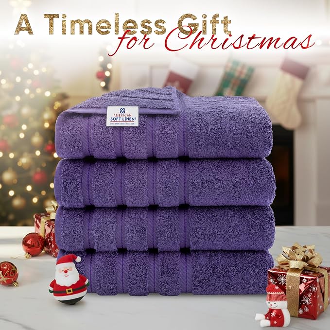 American Soft Linen Luxury 4 Piece Bath Towel Set, 600 GSM 100% Cotton Turkish - Image 2