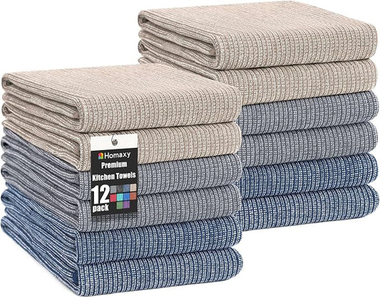 Homaxy Premium Kitchen Towels, Large Cotton Kitchen Hand Towels, Flat and Terry by Homaxy