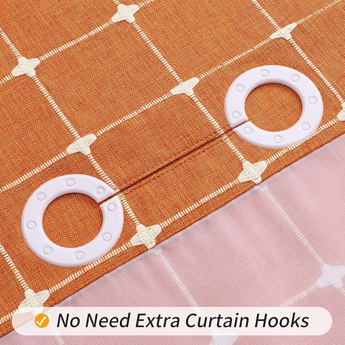 MitoVilla No Hooks Required Orange Shower Curtain - Image 4