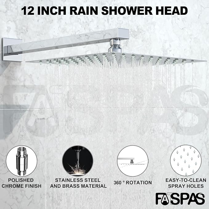 Shower System with Tub Spout, Wall Mounted Shower Faucet Set - Image 2