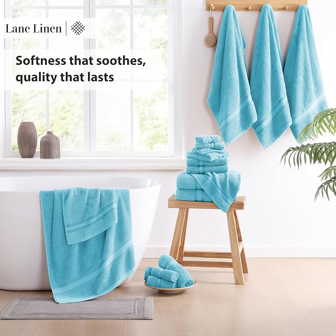LANE LINEN Luxury 18-Piece Solid Cotton Bathroom Towel Set - Image 4