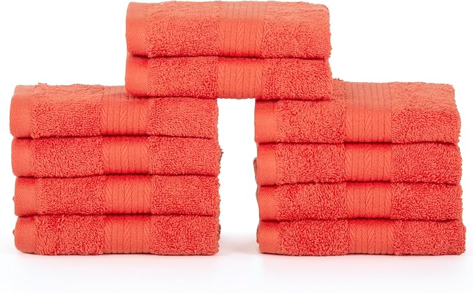 Ample Decor Wash Cloths Pack of 10, Oeko Tex Certified 600 GSM 100% Cotton Soft - Image 3