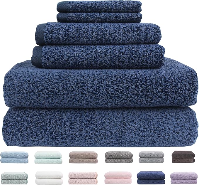 Everplush Diamond Jacquard 6 Pieces Bath Towel Set, Luxury Super Soft Oversized by Everplush