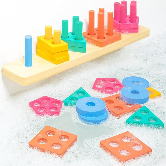 Tub Works® Splash, Stack & Sort™ Shape Sorter & Stacking Toddler Bath Toy | 20 by TubWorks
