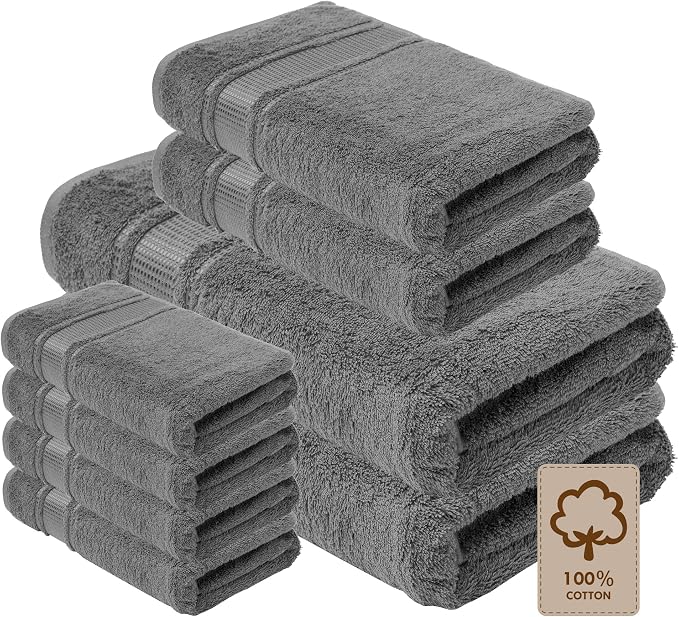 Melissa Linen, Bath Towel Set of 8, 2X Bath Towel, 2X Hand Towel, 4X Fingertip by MelissaLinen