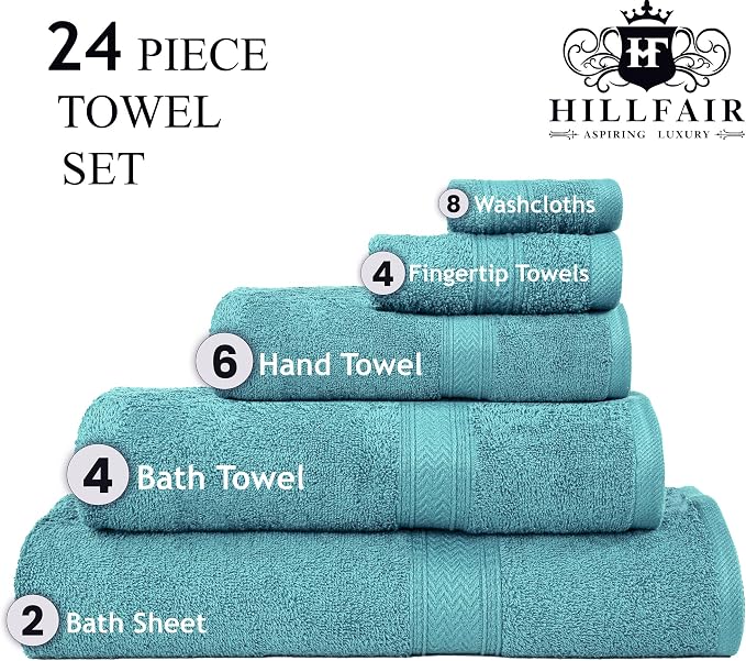 HILLFAIR 24 Piece Bath Towels Set - Image 3