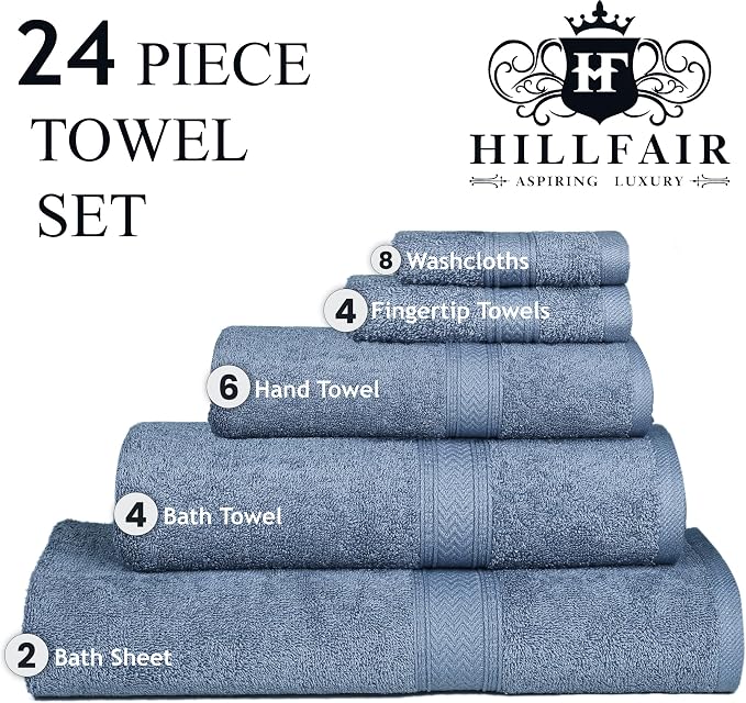 HILLFAIR 24 Piece Bath Towels Set - Image 3