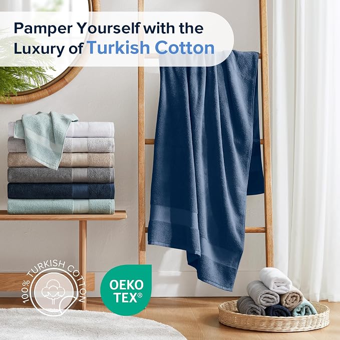 Comfort Spaces Turkish Bath Towel Set of 4 Piece 27x54 Medium 100% Cotton - Image 3