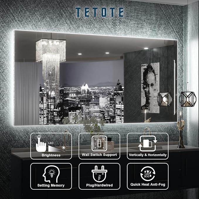TETOTE 48 x 24 LED Backlit Bathroom Mirror - Image 9