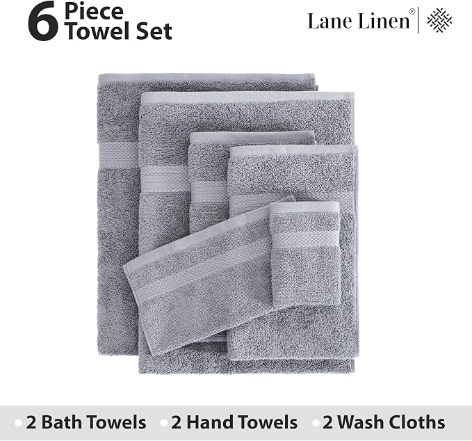 Lane Linen 100% Mercerized Cotton Luxury Bathroom Towels Set - Image 4