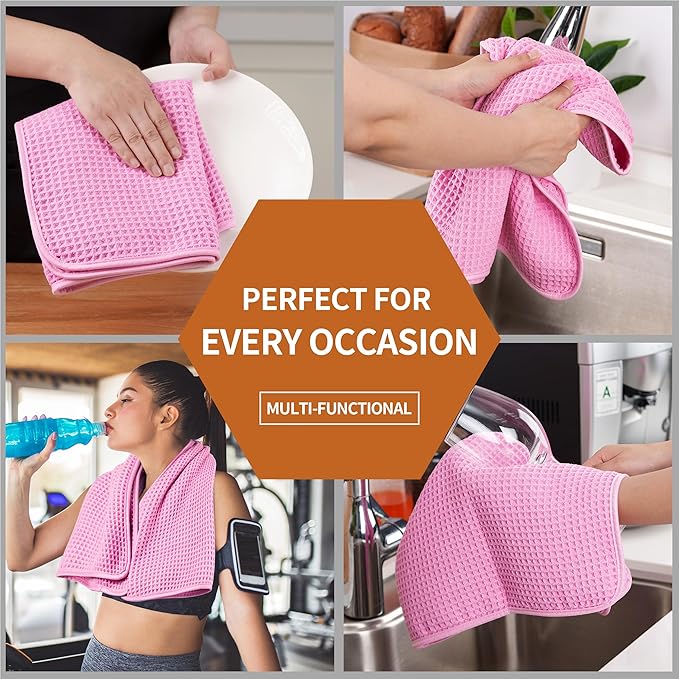 Microfiber Waffle Hand Towels, 4 Pieces, Fast Drying, Lint Free - Image 7