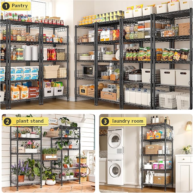 5 Tier Metal Shelving Unit Storage Shelves - Image 7