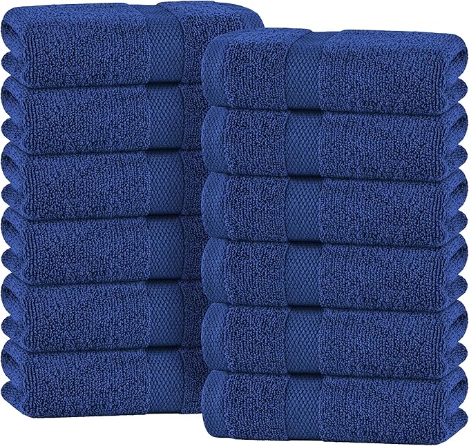 White Classic Navy Blue Hand Towels by WhiteClassic