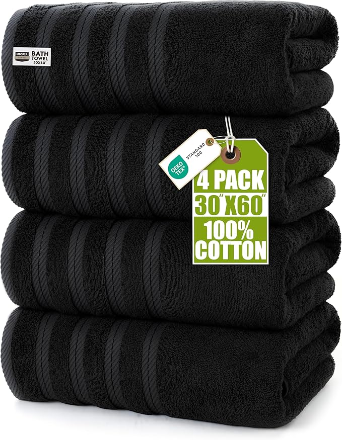 Utopia Towels 4 Pack Premium Extra Large Bath Towels Set, 100% Ring Spun Cotton by UTOPIATOWELS