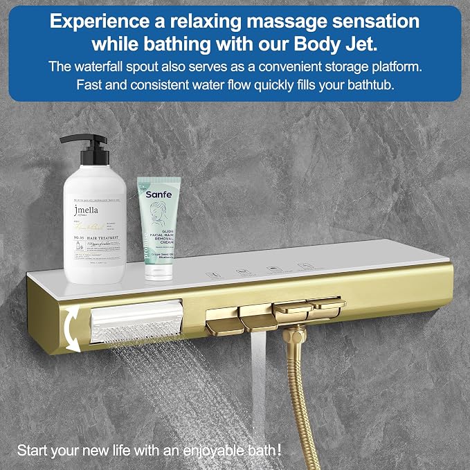 Brushed Gold 12" Rainfall Shower System - Image 3