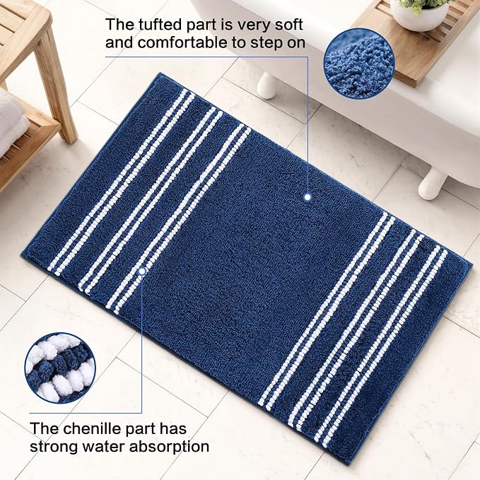 Kmson Bathroom Rugs Mat, Non-Slip Fluffy Thick Water Absorbent Microfiber Mat - Image 3