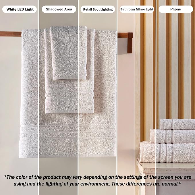 Hawmam Linen Cream 6 Piece Bath Towels Set - Image 3