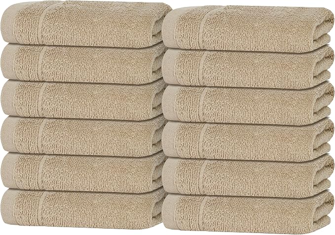 Tens Towels Pack of 12 Washcloths, 12 x 12 Inches, Lighter Weight, Quick to Dry by TensTowels
