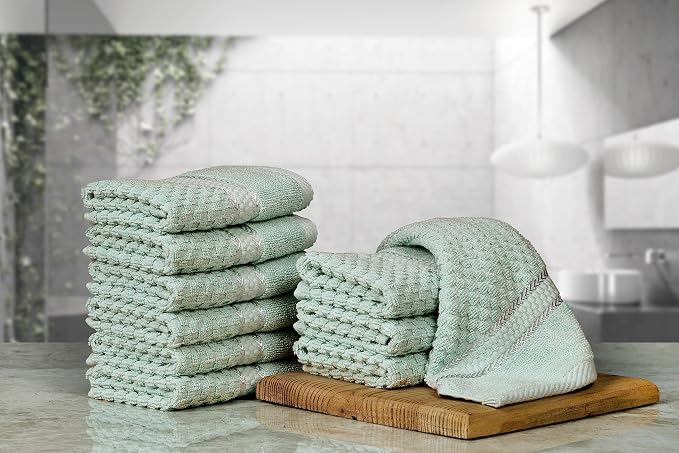 Ample Decor Mint Green Wash Cloth Set of 10 100% Cotton - Image 2