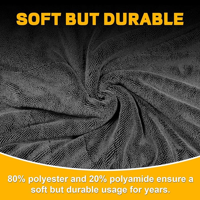 2-Pack Double Sided Car Drying Towel, 1600 GSM Super Absorbent Microfiber - Image 7
