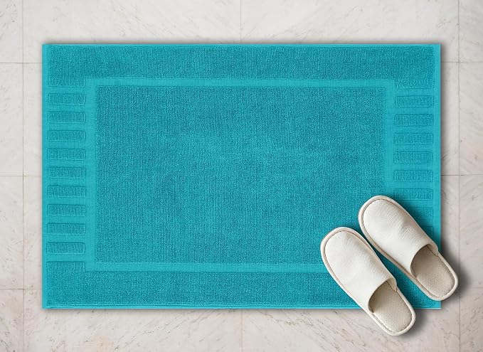 White Classic Luxury Bath Mat Floor Towel Set - Image 7