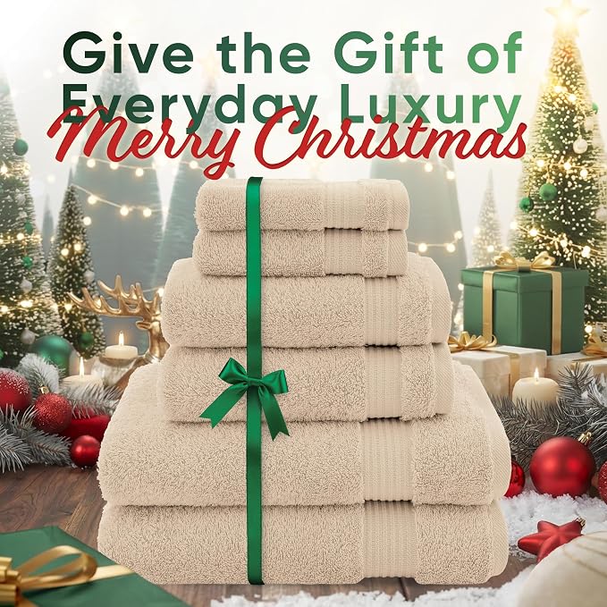 American Veteran 6 Piece Luxury Towel Set, 100% Cotton Turkish Towels - Image 2
