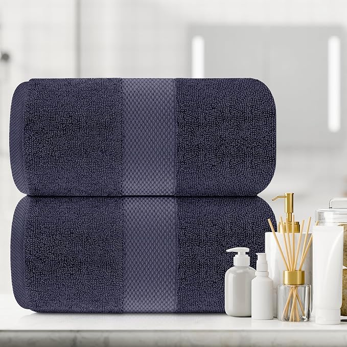 White Classic Luxury Soft Navy Bath Sheet Towels - Image 6