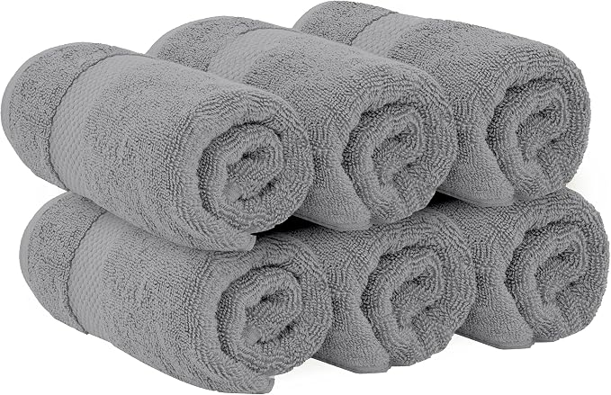 White Classic Luxury Light Gray Hand Towels - Image 4
