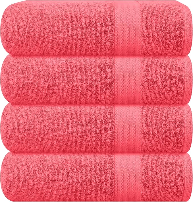 GLAMBURG Premium Cotton 4 Pack Bath Towel Set by GLAMBURG