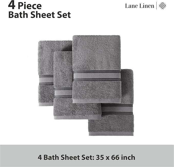 LANE LINEN 100% Cotton Bath Towels 4 Pack - Image 4